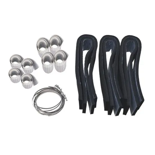 Bausatz von Roth mit verschiedenen Dichtungsringen und Halterungen zur Schlauchabdichtung. Umfasst mehrere Metallringe und elastische Dichtungsprofile.